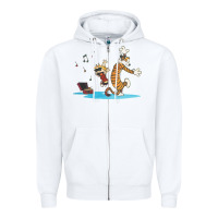White newcalvin and hobbes sing 09 Zipper Hoodie - linhVisuals