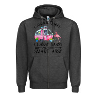 Charcoal Heather newcamper queen classy sassy and a bit smart assy Zipper Hoodie - linhVisuals