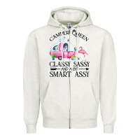 Oatmeal Heather newcamper queen classy sassy and a bit smart assy Zipper Hoodie - linhVisuals