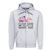 Heather Grey newcamper queen classy sassy and a bit smart assy Zipper Hoodie - linhVisuals