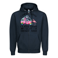 Navy newcamper queen classy sassy and a bit smart assy Zipper Hoodie - linhVisuals