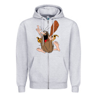 Heather Grey newcaptain caveman Zipper Hoodie - linhVisuals