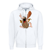 White newcaptain caveman Zipper Hoodie - linhVisuals