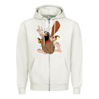 Oatmeal Heather newcaptain caveman Zipper Hoodie - linhVisuals