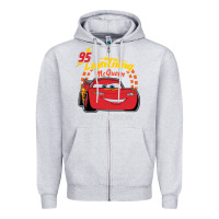Heather Grey newcars lightning mcqueen Zipper Hoodie - linhVisuals