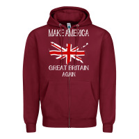 Burgundy make america great britain again funny uk us Zipper Hoodie - linhVisuals