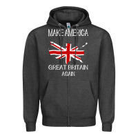 Charcoal Heather make america great britain again funny uk us Zipper Hoodie - linhVisuals