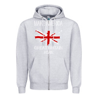 Heather Grey make america great britain again funny uk us Zipper Hoodie - linhVisuals