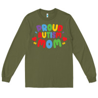 Army Green LIL Autism Mom Long Sleeve Tee - CowhideDigitalArt