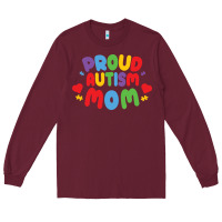 Burgundy LIL Autism Mom Long Sleeve Tee - CowhideDigitalArt