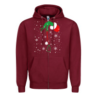 Burgundy newchristmas grinch hand holding a stethoscope Zipper Hoodie - linhVisuals