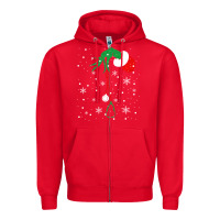 Red newchristmas grinch hand holding a stethoscope Zipper Hoodie - linhVisuals