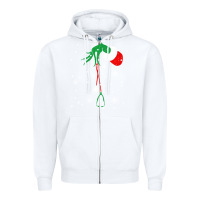 White newchristmas grinch hand holding a stethoscope Zipper Hoodie - linhVisuals