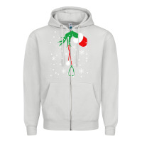 Dove Grey newchristmas grinch hand holding a stethoscope Zipper Hoodie - linhVisuals