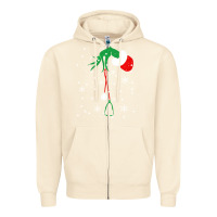 Sandshell newchristmas grinch hand holding a stethoscope Zipper Hoodie - linhVisuals