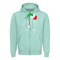 Seafoam newchristmas grinch hand holding a stethoscope Zipper Hoodie - linhVisuals