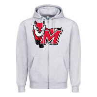 Heather Grey marist red foxes Zipper Hoodie - linhVisuals