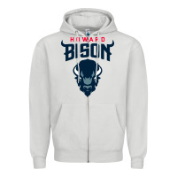 Dove Grey howard bison Zipper Hoodie - linhVisuals