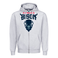 Heather Grey howard bison Zipper Hoodie - linhVisuals