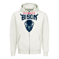 Oatmeal Heather howard bison Zipper Hoodie - linhVisuals