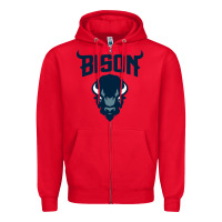 Red howard bison Zipper Hoodie - linhVisuals