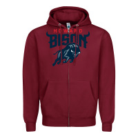 Burgundy howard bison Zipper Hoodie - linhVisuals