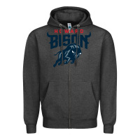 Charcoal Heather howard bison Zipper Hoodie - linhVisuals