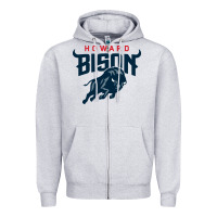 Heather Grey howard bison Zipper Hoodie - linhVisuals