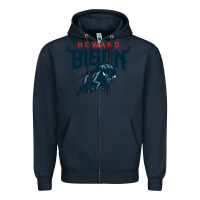 Navy howard bison Zipper Hoodie - linhVisuals