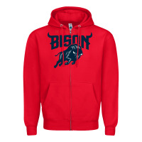 Red howard bison Zipper Hoodie - linhVisuals