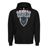 Black howard bison Zipper Hoodie - linhVisuals