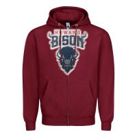 Burgundy howard bison Zipper Hoodie - linhVisuals