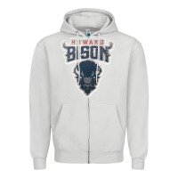 Dove Grey howard bison Zipper Hoodie - linhVisuals