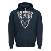 Navy howard bison Zipper Hoodie - linhVisuals