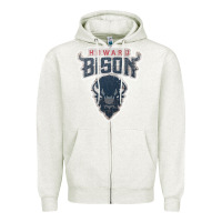 Oatmeal Heather howard bison Zipper Hoodie - linhVisuals