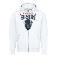 White howard bison Zipper Hoodie - linhVisuals