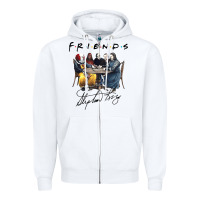 White Horror friends Zipper Hoodie - linhVisuals