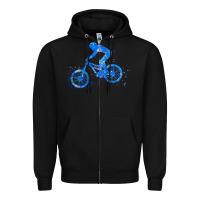 Black downhill mountain bike t  shirt downhill mountain bike jump blue water Zipper Hoodie - linhVisuals