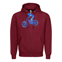 Burgundy downhill mountain bike t  shirt downhill mountain bike jump blue water Zipper Hoodie - linhVisuals