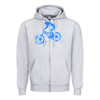Heather Grey downhill mountain bike t  shirt downhill mountain bike jump blue water Zipper Hoodie - linhVisuals