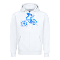 White downhill mountain bike t  shirt downhill mountain bike jump blue water Zipper Hoodie - linhVisuals