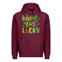 Burgundy happy go lucky Premium Hoodie - Artiststas