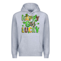 Heather Grey happy go lucky Premium Hoodie - Artiststas