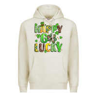 Oatmeal Heather happy go lucky Premium Hoodie - Artiststas
