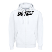 White BIG THIEF Zipper Hoodie - linhVisuals