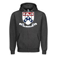 Charcoal Heather upenn shield with banner Zipper Hoodie - linhVisuals