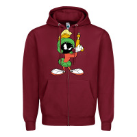 Burgundy marvin the martian looney Zipper Hoodie - linhVisuals