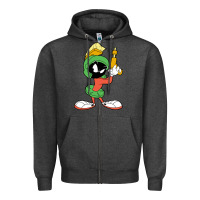 Charcoal Heather marvin the martian looney Zipper Hoodie - linhVisuals