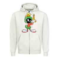 Oatmeal Heather marvin the martian looney Zipper Hoodie - linhVisuals