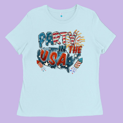 Party In The Usa Ladies Tee Designed By Fadigitalartstudio